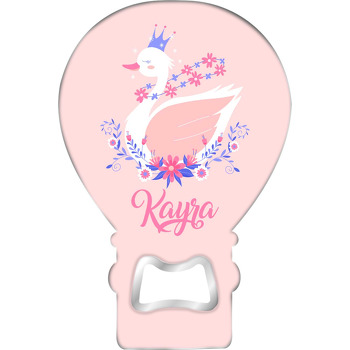 Lila Taçlı Kuğu Temalı Balon Ahşap Magnet 