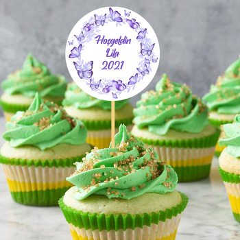 Lila Yapraklar ile Kelebekler Temalı Parti Kürdan Süs