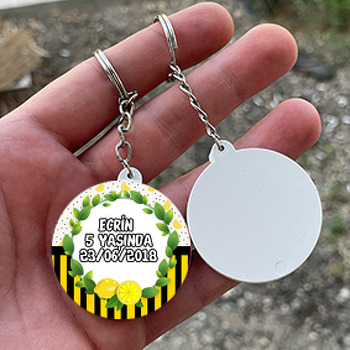 Limon 2 Temalı Daire Plastik Anahtarlık