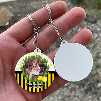  Limon 2 Temalı Resimli Daire Plastik Anahtarlık