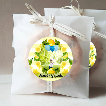 Limon Çerçeve ile Çizgili Fon Temalı Sticker