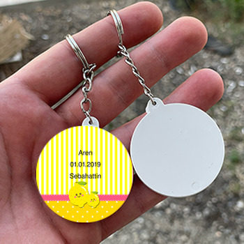 Limon Temalı Daire Plastik Anahtarlık 