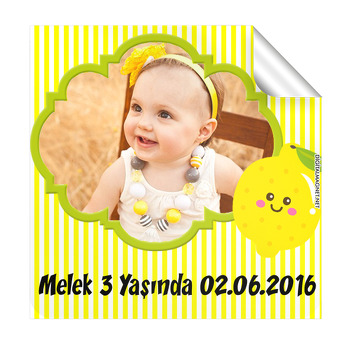 Limon Temalı Doğum Günü  Kare Etiket
