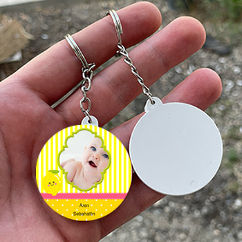 Limon Temalı Resimli Daire Plastik Anahtarlık