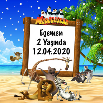 Madagaskar Temalı Kare Afiş