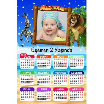Madagaskar Temalı Takvim Magnet