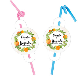 Mandalina Temalı Pipet ve Kartı
