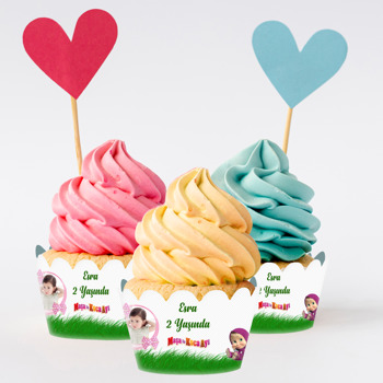 Maşa ile Koca Ayı Temalı Cupcake Sargısı