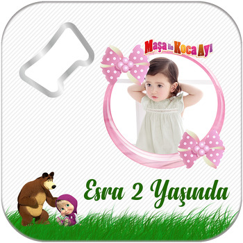 Maşa ile Koca Ayı Temalı Kare Magnet Açacak