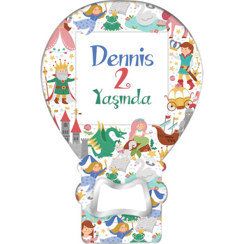 Masal Dünyası Desen Temalı Balon Ahşap Magnet 