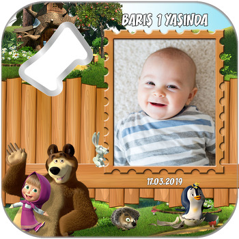 Masha ve Kocaayı Temalı Kare Magnet Açacak