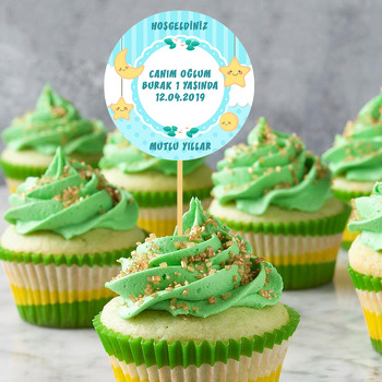 Mavi Ay Ve Yıldız Temalı Kürdan Süs