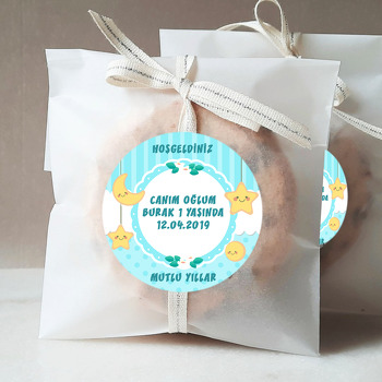 Mavi Ay Ve Yıldız Temalı Sticker