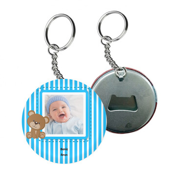 Mavi Ayıcık Temalı Doğum Günü Arkası Açacak Anahtarlık