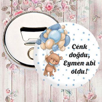 Mavi Balonla Uçan Ayı ile Yıldızlar Temalı Magnet Açacak