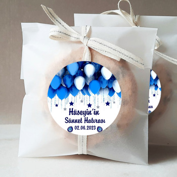 Mavi Balonlar ile Yıldızlarla Sünnet Hatırası Temalı Sticker