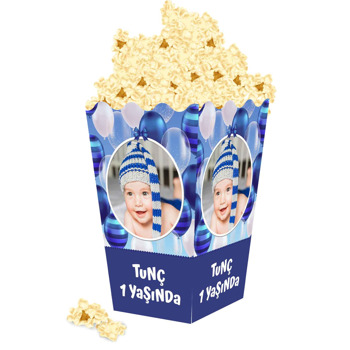 Mavi Balonlar Temalı Popcorn Kutusu