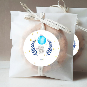 Mavi Balonlu Fil Temalı Hoşgeldin Bebek Sticker