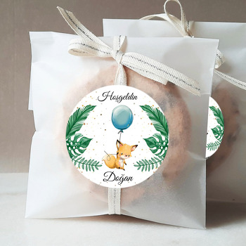 Mavi Balonlu Tilki Temalı Sticker