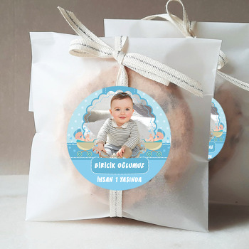 Mavi Bebek Arabası Temalı Resimli Sticker