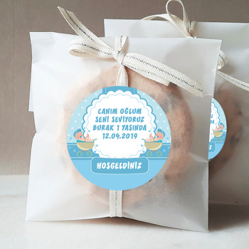 Mavi Bebek Arabası Temalı Sticker