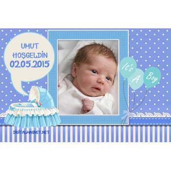 Mavi Bebek Yataklı Plastik Magnet