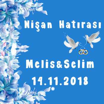 Mavi Beyaz Güvercin Temalı Söz Nişan   Kare Parti Afiş