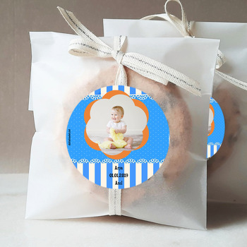 Mavi Beyaz Puantiyel Temalı Bebek Sticker