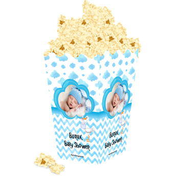 Mavi Bulut Baby Shower Temalı Temalı Popcorn Kutusu