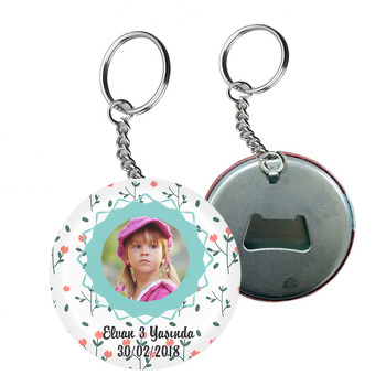 Mavi Çerçeve Temalı Resimli Arkası Açacak Anahtarlık