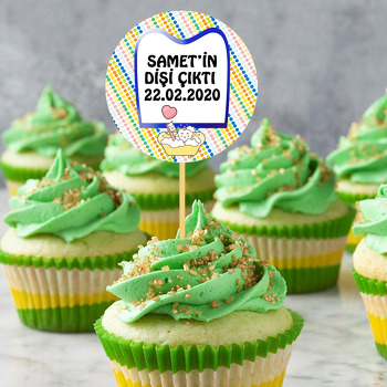 Mavi Çerçeveli Diş Temalı Kürdan Süs