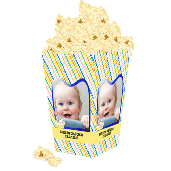 Mavi Çerçeveli Diş Temalı Popcorn Kutusu