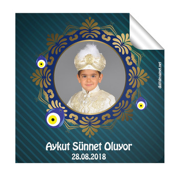 Mavi Çerçeveli Sünnet  Kare Etiketi