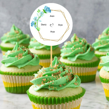 Mavi Çiçek 2 Temalı Söz Nişan Nikah Kürdan Süs