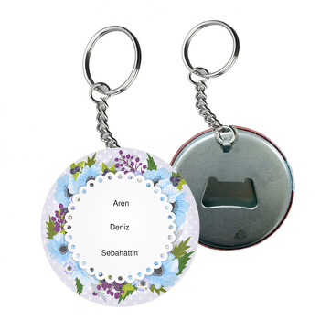 Mavi Çiçekler Temalı Söz Nişan Nikah Arkası Açacak Anahtarlık