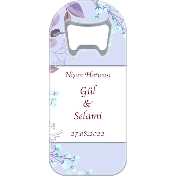 Mavi Çiçekli Dallar Lila Fon  Temalı Uzun Magnet Açacak
