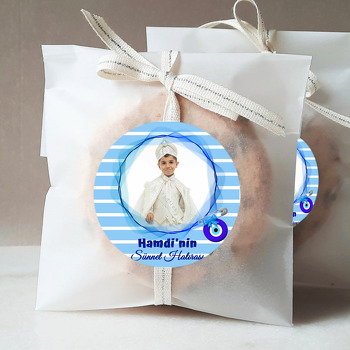 Mavi Dalga Çerçeve ile Sünnet Nazarlık Temalı Sticker