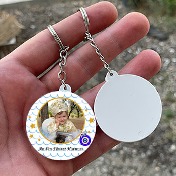 Mavi Dalga Fonda Nazarlık Temalı Daire Plastik Anahtarlık