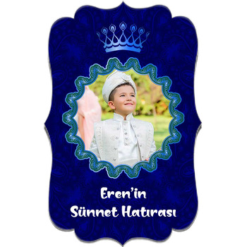 Mavi Desenli Fonda Kral Tacı ile Sünnet Temalı Özel Kesim Magnet