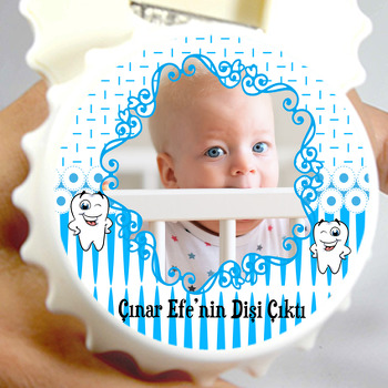 Mavi Diş Buğdayı Temalı Diş Kapak Şekilli Magnet Açacak