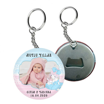 Mavi Elbiseli Balerin Temalı Resimli Arkası Açacak Anahtarlık