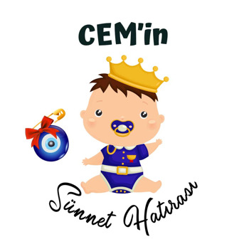 Mavi Emzikli Sünnet Bebeği ile Nazar Boncuğu Temalı Akrilik Daire Magnet