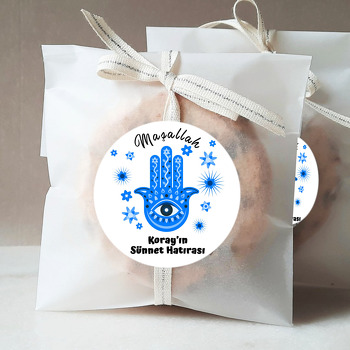 Mavi Fatmanın Eli Beyaz Fon ile Sünnet Temalı Sticker