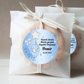 Mavi Fil ile Yıldız Balon Temalı Sticker