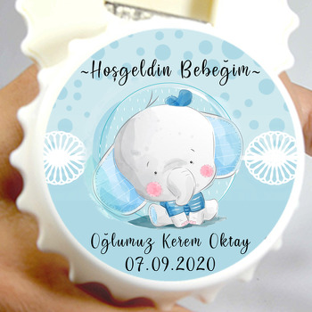 Mavi Fil Temalı Kapak Şekilli Magnet Açacak