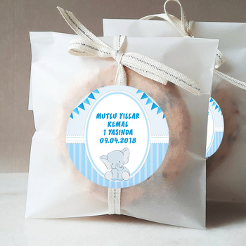 Mavi Fil Temalı Sticker