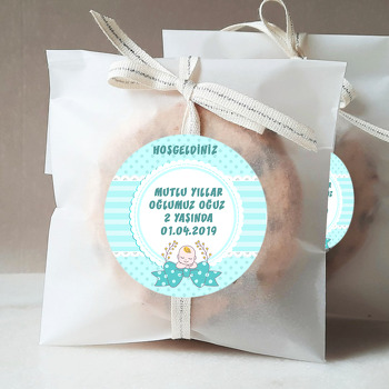 Mavi Fiyonklu Bebek Temalı Sticker