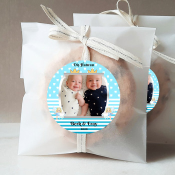 Mavi Fonda İkiz Diş Buğdayı Temalı Resimli Sticker