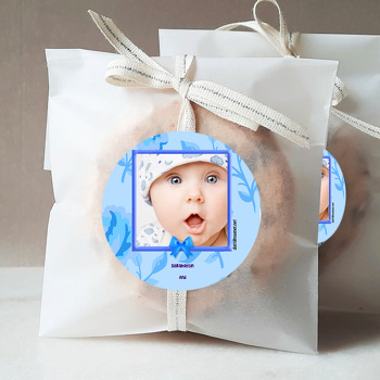 Mavi Gül Temalı Bebek Sticker