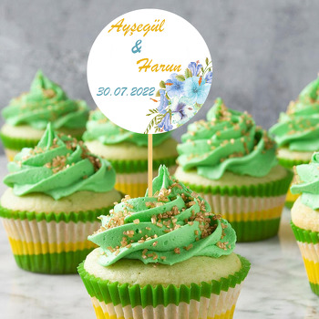 Mavi Japon Gülü Temalı Parti Kürdan Süs